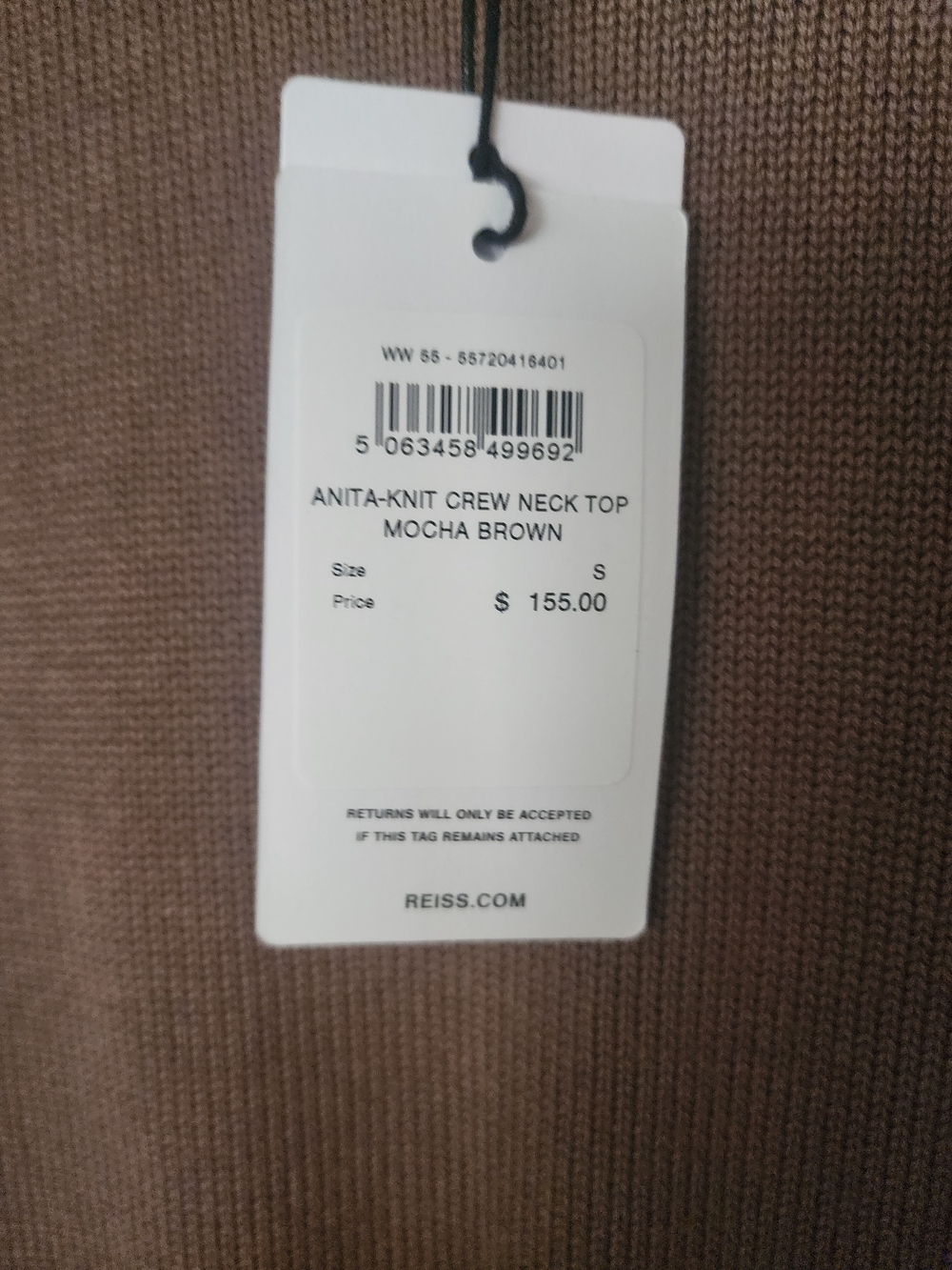 Reiss Taupe Short Sleeve Knit Top - Picture 3 of 4